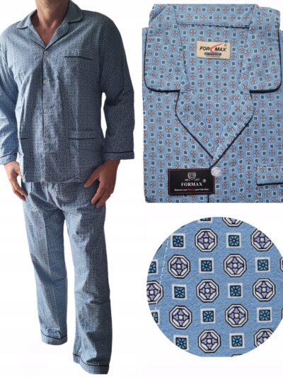 PIŻAMA MĘSKA FLANELOWA ROZPINANA BAWEŁNA