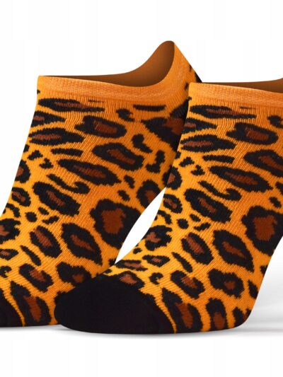 Kolorowe wesołe stopki NIE DO PARY panterka pomarańczowa
