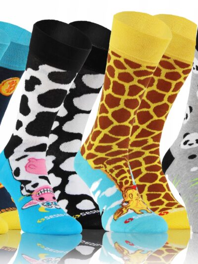 4 x KOLOROWE SKARPETY W ŚMIESZNE WZORY sesto senso