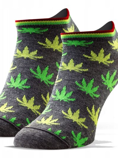 Kolorowe wesołe stopki NIE DO PARY liście szare