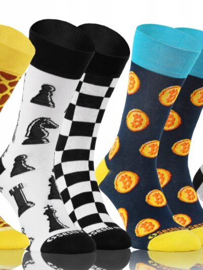 4 x KOLOROWE SKARPETY W ŚMIESZNE WZORY sesto senso