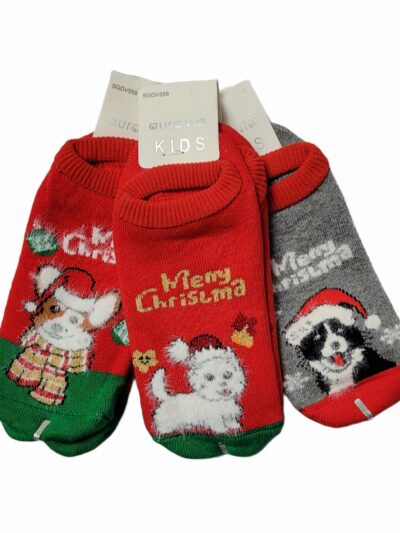 3 x Świąteczne Skarpety/KAPCIE dziecięce AuraVia FROTTE ABS